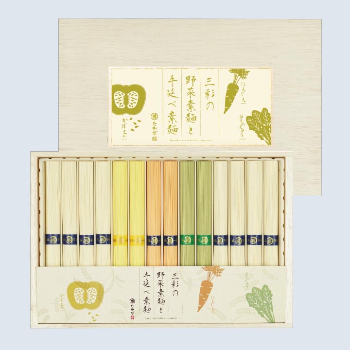 三彩の野菜素麺と手延べ素麺